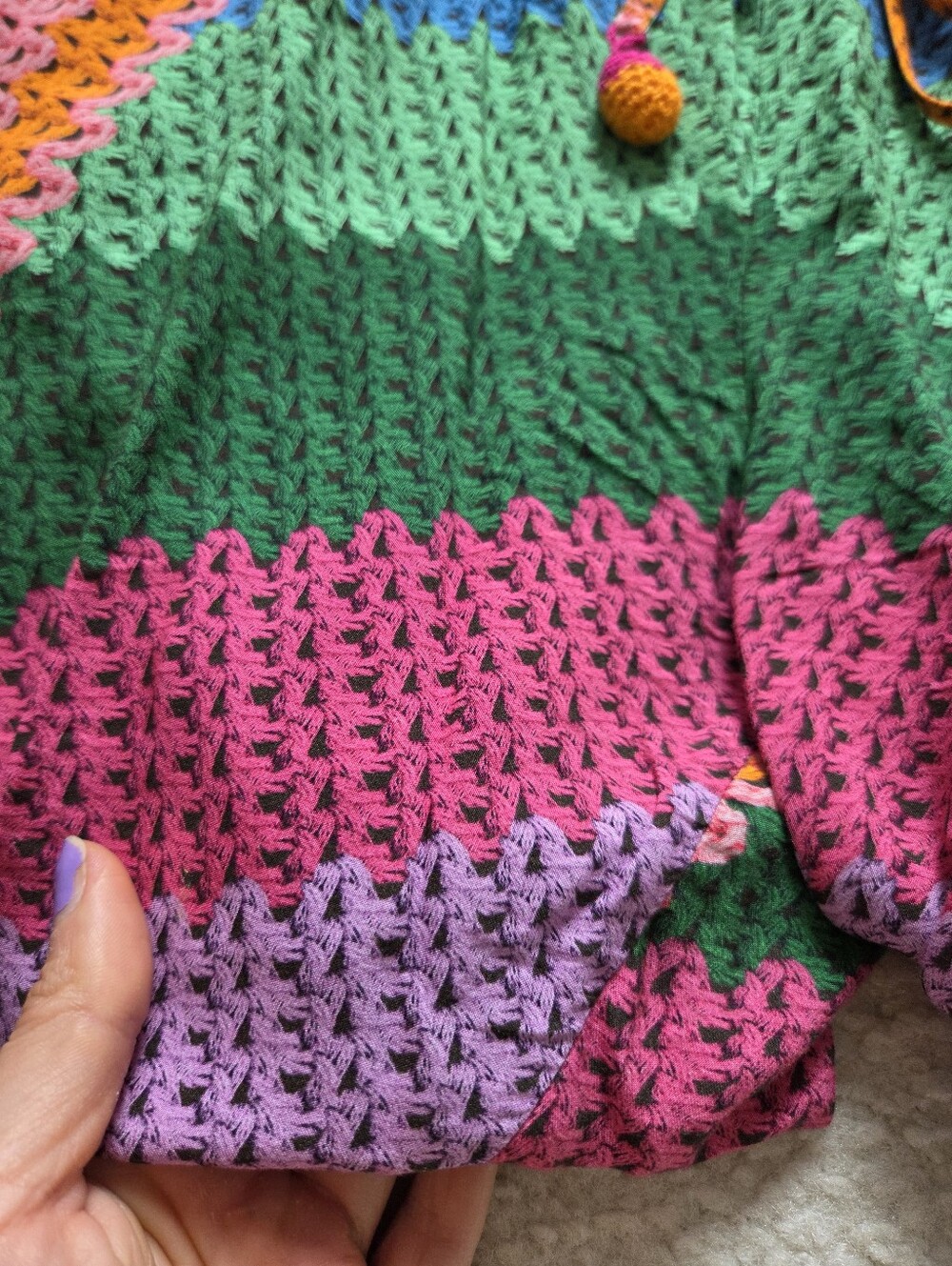 Farm Rio Crochet Patterned Two-Piece Set in Multicolor Stripes - Picture 2 of 5